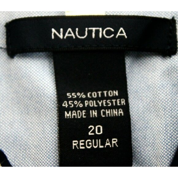 Nautica Button Down Blue Striped Shirt Collared Teen Big Boys 20 Reg Long Sleeve - Picture 10 of 11